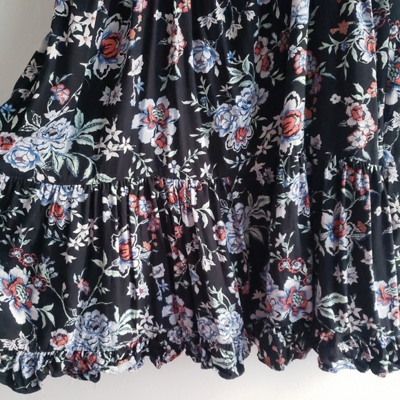 AE American Eagle Floral strappy cross bag swing dress printed viscose large - Picture 9 of 13
